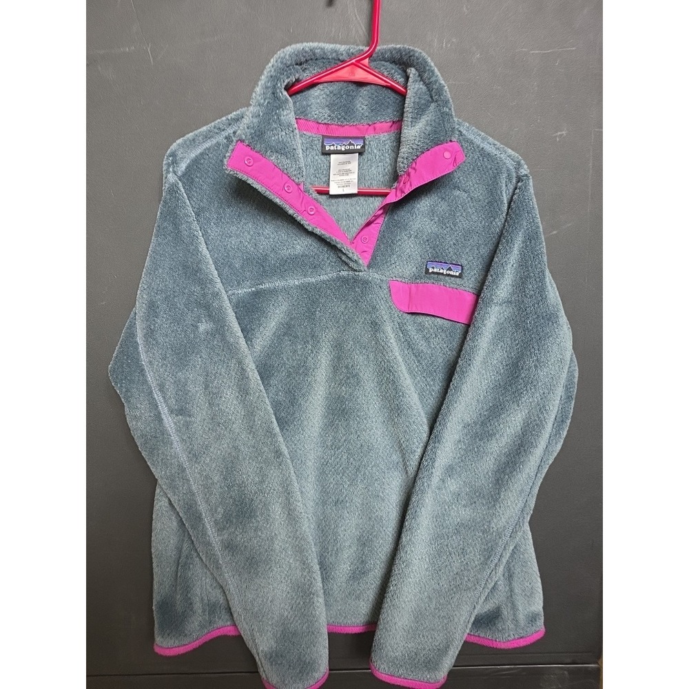 Women's Patagonia Gray & Pink Cozy Pullover Fleece Size L